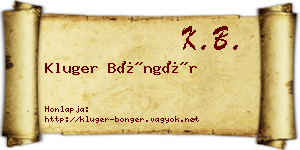 Kluger Böngér névjegykártya